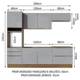Cocina Integral 260cm Marrón/Gris Lux 01
