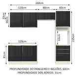 Cocina Integral 260cm Lux Blanco/Negro 05