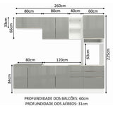 Cocina Integral 260cm Lux Blanco/Gris 08