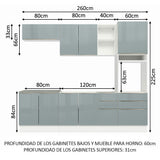 Cocina Integral 260cm Lux Blanco/Gris 08