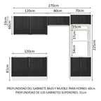 Cocina Integral 270 x 60 cm Con Mueble para Horno Blanco/Negro Lux Madesa