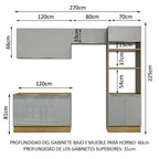 Cocina Integral 270 x 60 cm Con Mueble para Horno Marrón/Gris Lux Madesa