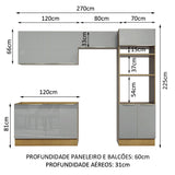 Cocina Integral 270 cm Lux Marrón/Gris 01