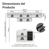 Cocina Integral 280 cm Blanco/Negro Lux Madesa 01