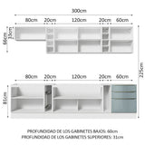 Cocina Integral 300 cm Lux Sabrina Blanco/Gris