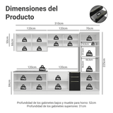 Cocina Integral 310 cm Blanco/Negro Lux Madesa 03