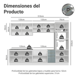Cocina Integral 310 cm Blanco/Gris Lux Madesa 03