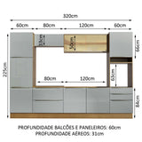Cocina Integral 320cm Marrón/Gris Lux 01