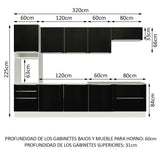 Cocina Integral 320cm Lux Blanco/Negro 04