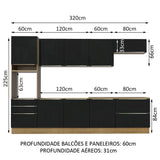 Cocina Integral 320cm Marrón/Negro Lux 04