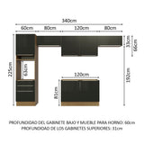 Cocina Integral 340 cm Lux Marrón/Negro 01