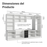 Cocina Integral 340cm Blanco/Negro Lux 02