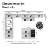 Cocina Integral 350 cm Blanco/Negro Lux Madesa 01