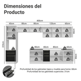Cocina Integral 400cm Lux Blanco/Negro 01