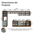 Cocina Integral 400 cm de Con Mueble para Horno Marrón/Gris Lux Madesa