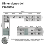 Cocina Integral 400cm Lux Blanco/Gris 01