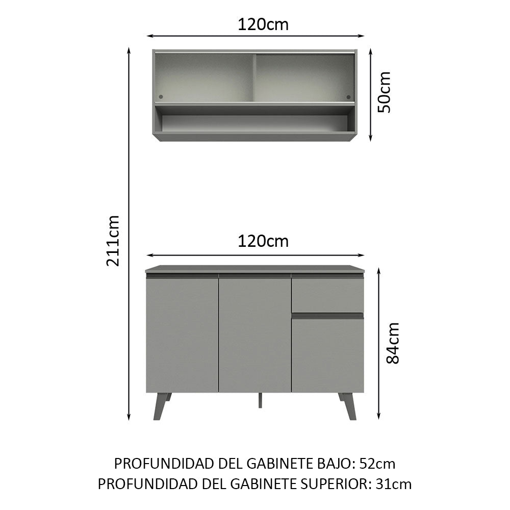 Cocina Compacta 120cm Gris Nice Madesa 02