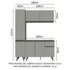 Cocina Compacta 160 cm Gris Nice Madesa