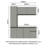 Cocina Compacta 160 cm Sin Patas Nice Gris 02