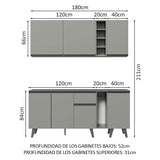 Cocina Integrale 180cm Gris Nice Madesa 01