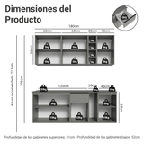 Cocina Compacta 180 cm Suspendida Gris Nice Madesa 04