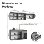 Cocina Compacta Flotante 200 x 52 cm 6 Puertas 1 Cajón Gris Nice Madesa