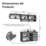 Cocina Integral 200 cm sin Patas Gris Nice 11