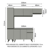 Cocina Integrale 220cm Gris Nice Madesa 01