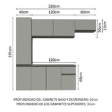 Cocina Integral 220 cm Sin Patas Nice Gris 02
