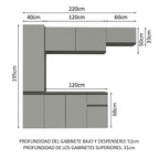 Cocina Compacta Flotante 220 cm Gris Nice Madesa