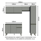Cocina Integrale 220cm Gris Nice Madesa 03