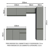 Cocina Integral 220 cm Sin Patas Nice Gris 04