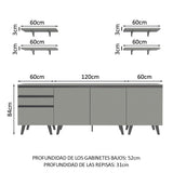 Cocina Compacta 240cm Gris Nice Madesa 01