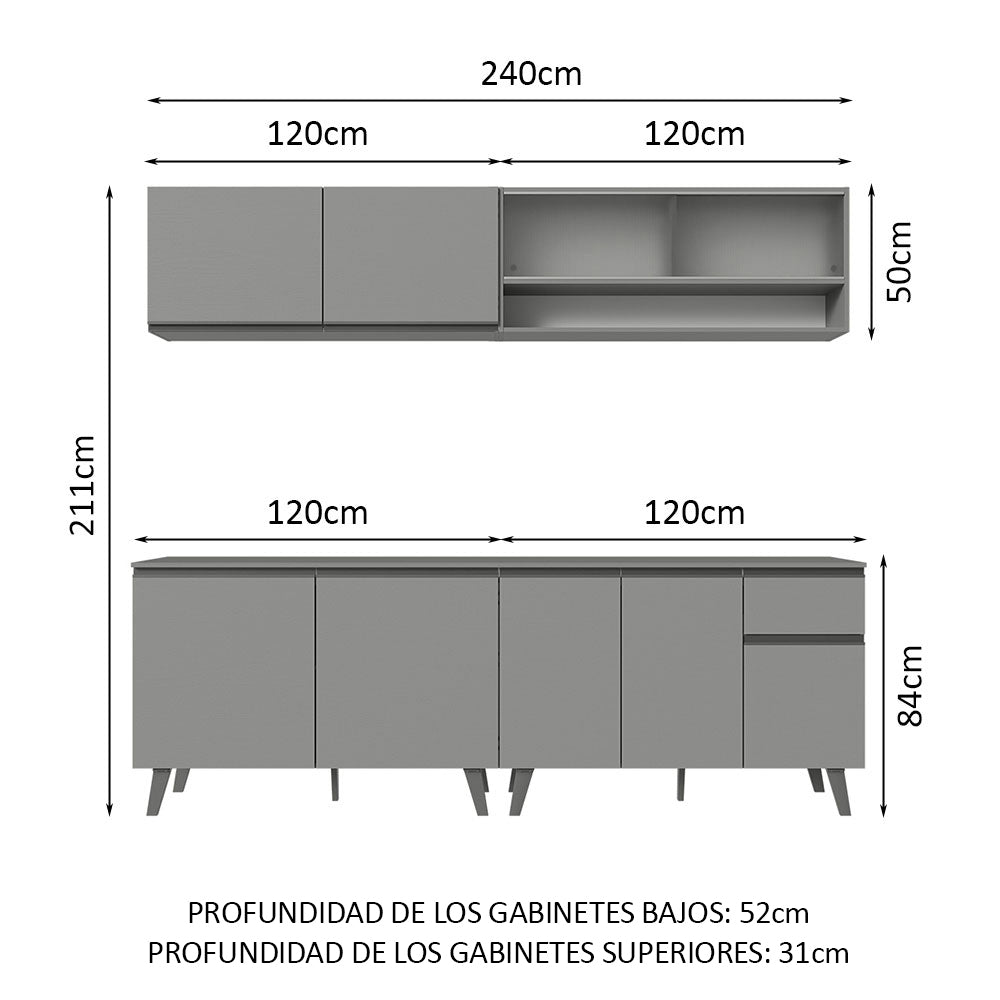 Cocina Integrale 240cm Gris Nice Madesa 02