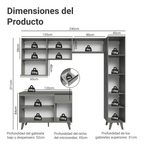 Cocina Integral 240 x 52 cm 8 Puertas 1 Cajón Gris Nice Madesa