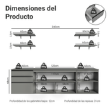 Cocina Integrale 240cm Suspendida Gris Nice Madesa 10