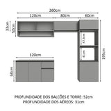 Cocina Integral 260 cm sin Patas Gris Nice 11