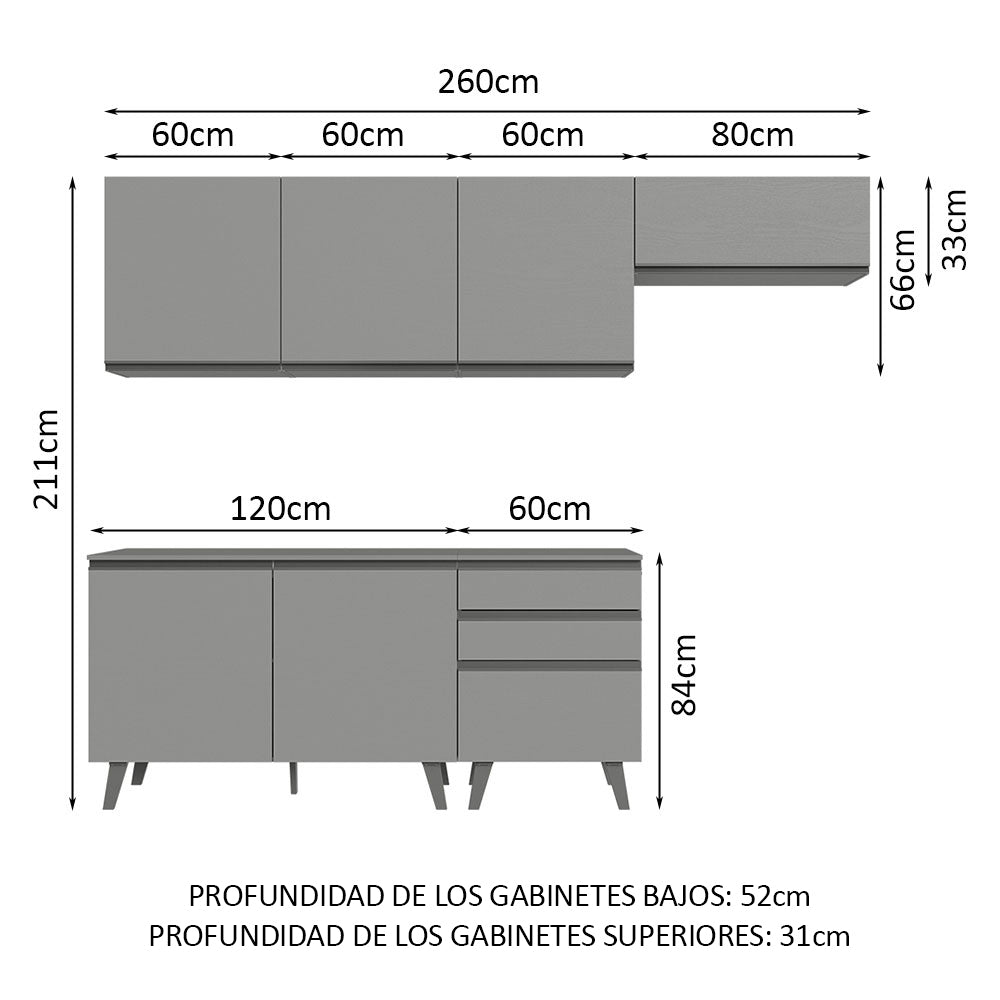 Cocina Integrale 260cm Gris Nice Madesa 12