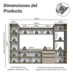 Cocina Integral Flotante 280 cm Con Mueble para Horno Crema Nice Madesa