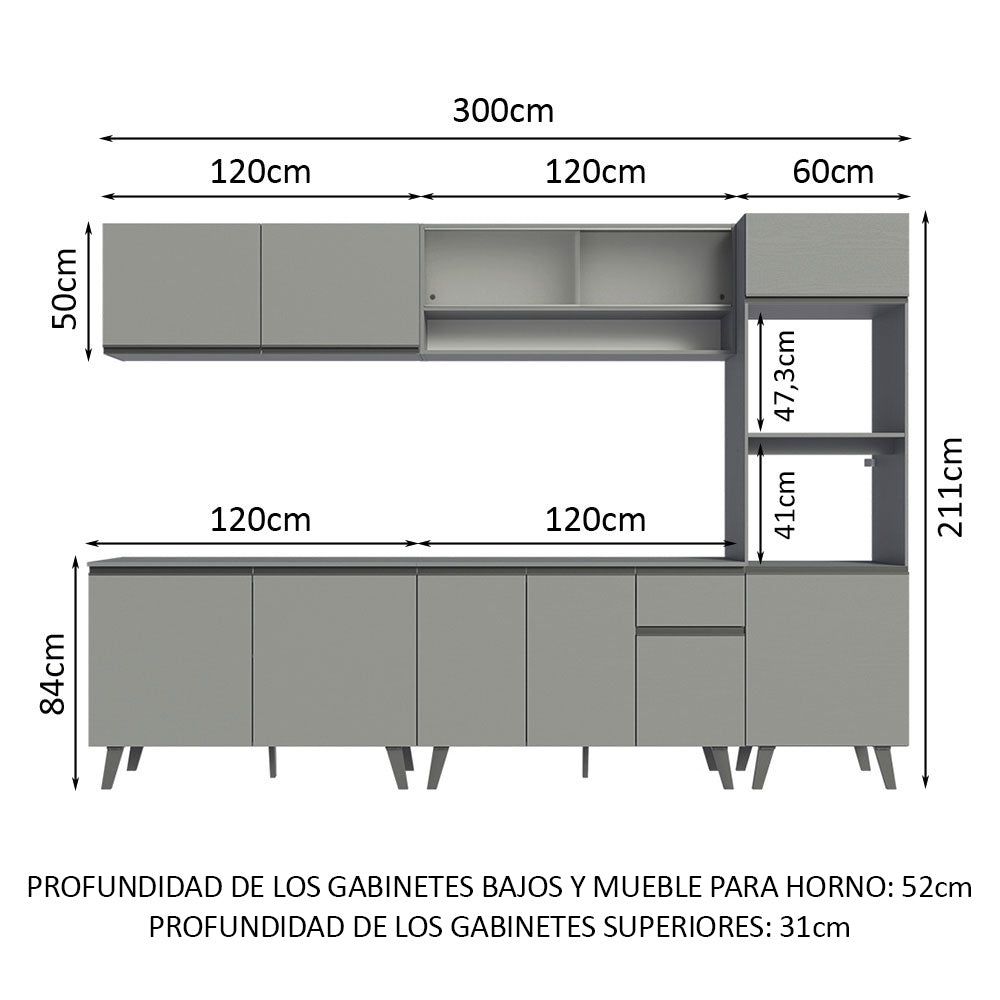 Cocina Integrale 300cm Gris Nice Madesa 02