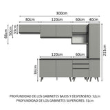 Cocina Integrale 300cm Gris Nice Madesa 05