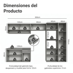 Cocina Integral Flotante 300 cm Con Mueble para Horno Gris Nice Madesa