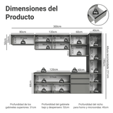 Cocina Integrale 300cm Suspendida Gris Nice Madesa 10
