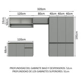 Cocina Integral 320 cm sin Patas Gris Nice 05