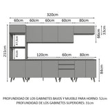 Cocina Integrale 320cm Gris Nice Madesa 06