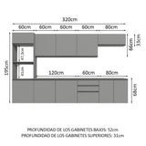 Cocina Integral 320 cm Sin Patas Nice Gris 07