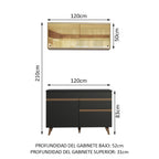 Cocina Compacta 120 cm Negro/Marrón Reims Madesa