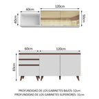 Cocina Compacta 180 x 52 cm 4 Puertas 3 Cajones Blanco Reims Madesa