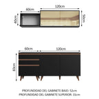Cocina Compacta 180 cm Negro Reims Madesa
