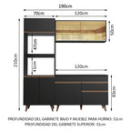 Cocina Compacta 190 cm Con Mueble para Horno Negro Reims Madesa